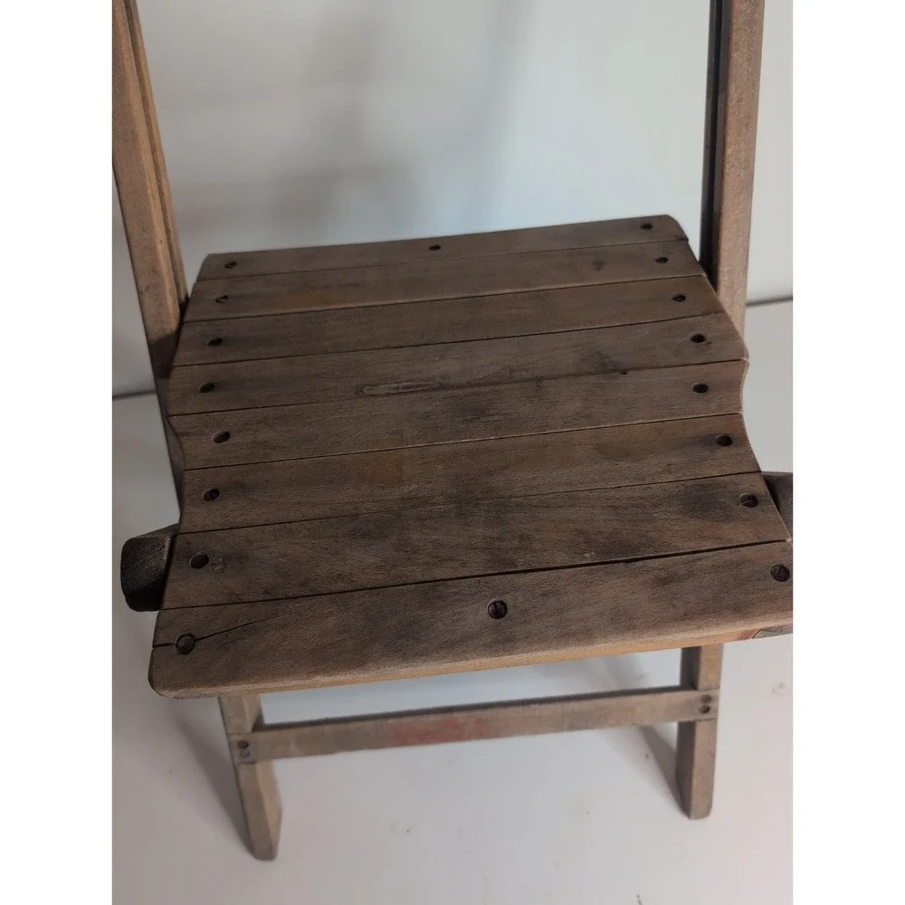 Antique Vintage Slat Wood Folding Chair Snyder Chair Co. USA